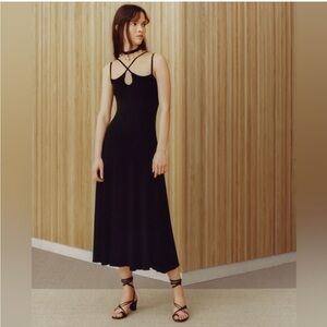 Bailey 44 Stretch Cotton Black Strappy Midi Dress Casual Coastal X Small